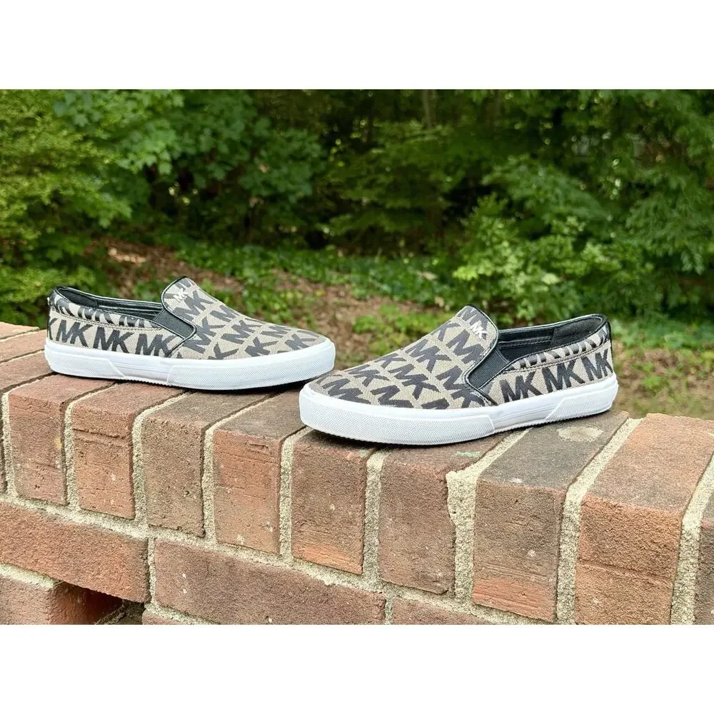 Michael Kors Keaton Women’s Slip On Sneakers Size 7 Monogram Logo NWOB